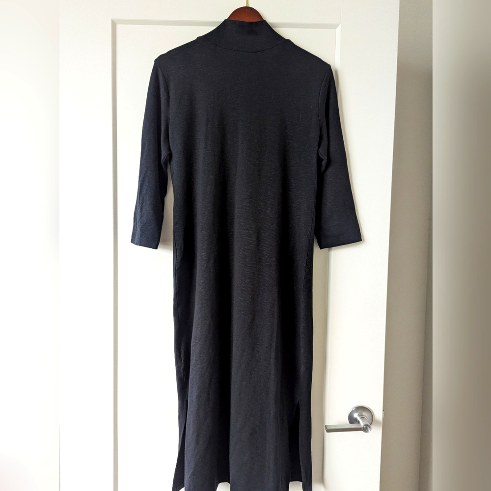 ABLE Black mock neck 3/4 sleeve side slit little black dress FALL Sz M